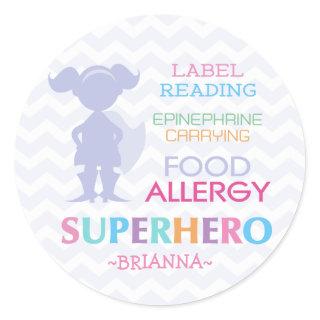 Food Allergy Superhero Girl Stickers