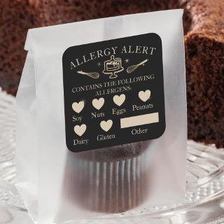 Food Safety Allergy Alert Bakery Cake & Whisk Square Sticker