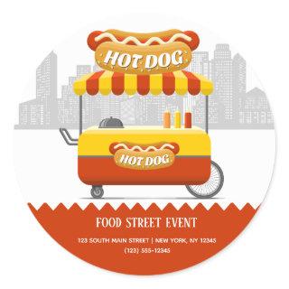 Food street hotdog classic round sticker