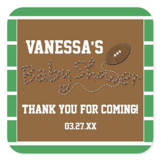 FOOTBALL BABY SHOWER TYPOGRAPHY Cute Sticker Label
