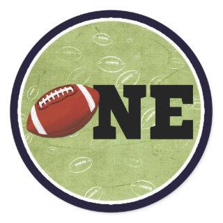 Football One First Birthday Baby Sports Party Classic Round Sticker