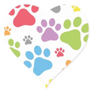 Footprint Dog Heart Sticker
