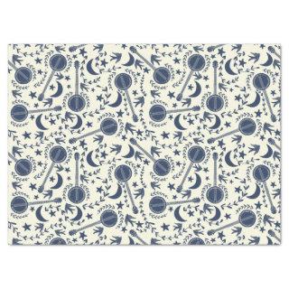 For Banjo Players Blue and Cream Folk Art Pattern Tissue Paper