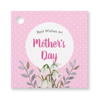 For Mothers Day White Snowdrops Pink Polka Dots Favor Tags
