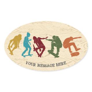 For Skateboarders Skateboarding Graphics Collage Oval Sticker