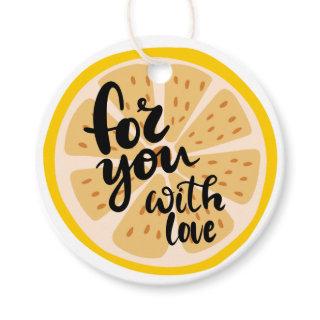 For You With Love Yellow Lemon Slice Graphic Class Favor Tags