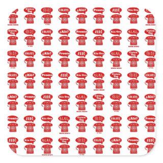 Foreign Language greetings telephone pattern Square Sticker