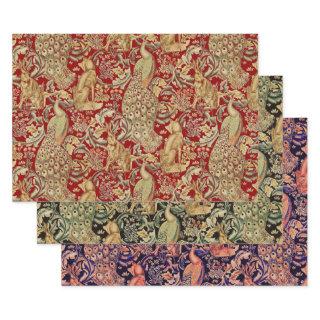 FOREST ANIMALS ,FOX, PEACOCK,HARE,RED GREEN FLORAL  SHEETS