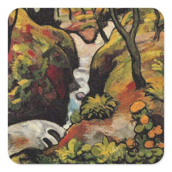Forest Brook by August Macke Vintage Expressionism Square Sticker