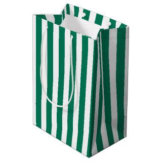 Forest green and white candy stripes medium gift bag