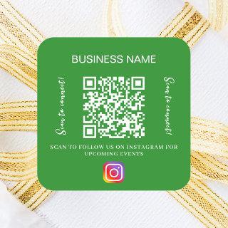Forest green business name qr code instagram square sticker