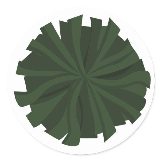 Forest Green Cheerleader Pom Pom Classic Round Sticker