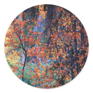 Forest in Autumn Classic Round Sticker