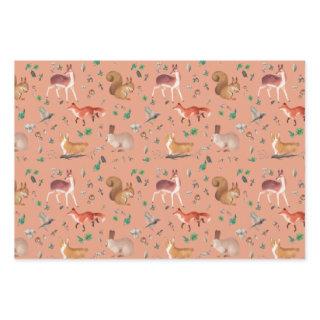 forest in watercolor pattern- bambi, fox, coney,  sheets