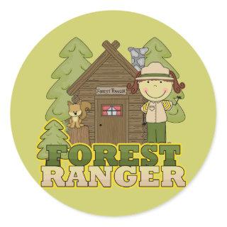 Forest Ranger - Brunette Girl Classic Round Sticker