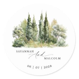 Forest | Rustic Style Outdoorsy Wedding Custom Classic Round Sticker