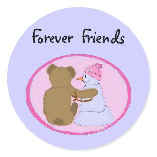 Forever Friends Pink Classic Round Sticker