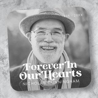 Forever In Our Hearts Elegant Photo Memorial Square Sticker