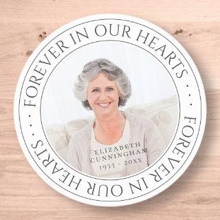 Forever In Our Hearts Memorial Elegant Photo Classic Round Sticker