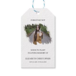 Forget Me Not Seed In Loving Photo Funeral Memory Gift Tags