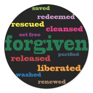 Forgiven Christian stickers (black)