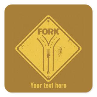 Fork in the road funny traffic sign square sticker