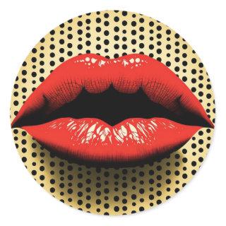 Fornasetti Style Lips Classic Round Sticker