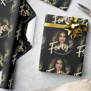 Forty 40th Birthday photo script gold custom
