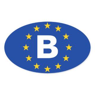 FOUR Belgium "B" European Union Flag Oval Sticker