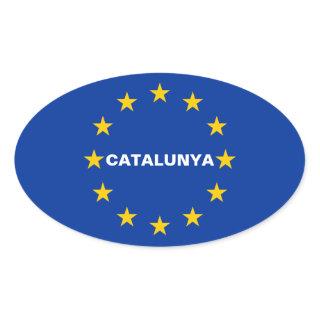 FOUR Catalonia "Catalunya" European Union Flag Oval Sticker