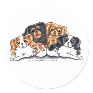 Four Cavalier King Charles Spaniels Classic Round Sticker