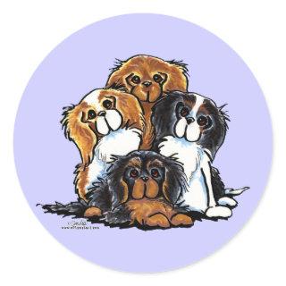 Four Cavalier King Charles Spaniels Classic Round Sticker