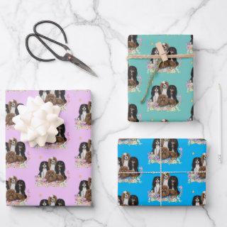 Four Cavalier King Charles Spaniels in Flowers    Sheets