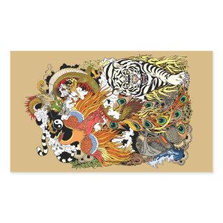 four celestial animals rectangular sticker