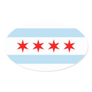 FOUR Chicago Flag Oval Sticker