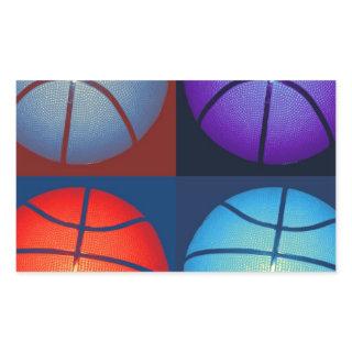 Four Color Pop Art Basketball Rectangular Sticker