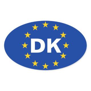 FOUR Denmark "DK" European Union Flag Oval Sticker