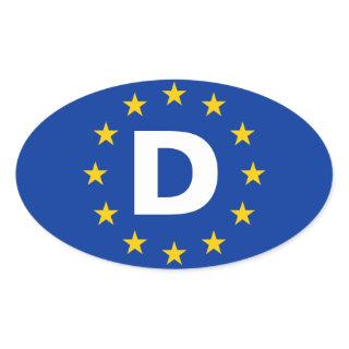 FOUR Germany "D" European Union Flag Oval Sticker