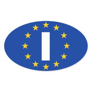 FOUR Italy "I" European Union Flag Oval Sticker