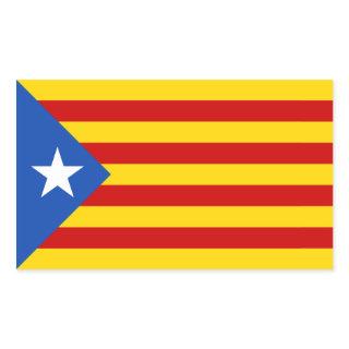 FOUR "L'Estelada Blava" Catalan Independence Flag Rectangular Sticker