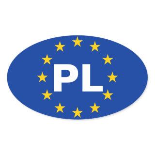 FOUR Poland "PL" European Union Flag Oval Sticker