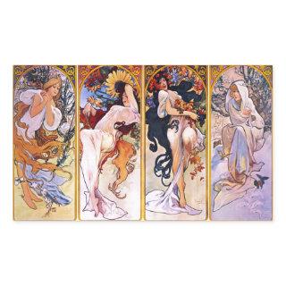 Four Seasons by Alphonse Mucha 1895 Rectangular Sticker