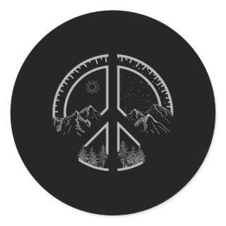 Four Seasons Peace Sign Outdoor Adventure Hippie R Classic Round Sticker