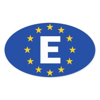 FOUR Spain "E" European Union Flag Oval Sticker