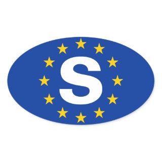 FOUR Sweden "S" European Union Flag Oval Sticker
