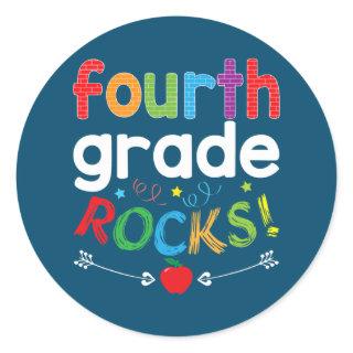 Fourth Grade Rocks 4th Grader Teacher Back To Classic Round Sticker