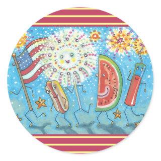 FOURTH OF JULY GANG & FIREWORKS STICKERS *Sheet