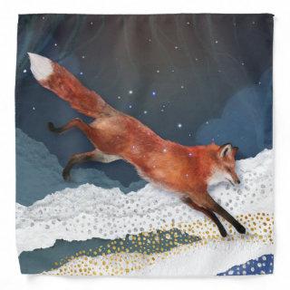 Fox And Moon Magical Fairytale Landscape Painting Bandana