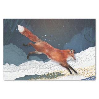 Fox And Moon Magical Fairytale Landscape Painting Tissue Paper