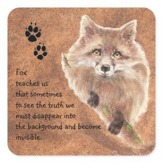 Fox, Animal Totem, Spirit Guide, Symbol Square Sticker
